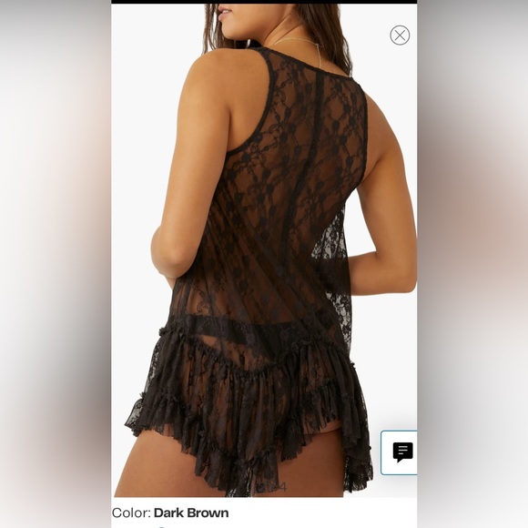 NWT Free People Everything in Lace Tunic Top Color: Dark brown & ivory Size XS - Picture 4 of 7
